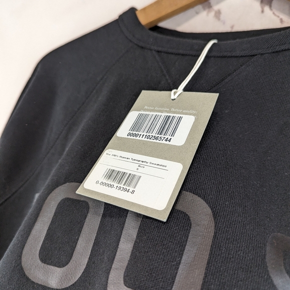 Everlane Sweatshirt Womens Black Terry Raglan Pullover Typopography 100% Human - Picture 10 of 11
